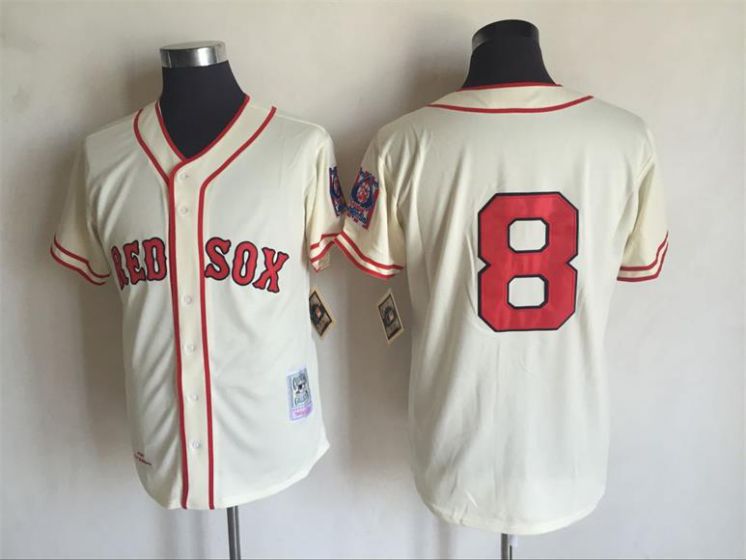Men Boston Red Sox 8 Carl Yastrzemski Gream Throwback MLB Jerseys